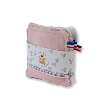 Lingettes lavables en coton bio pour bébé couleur rose