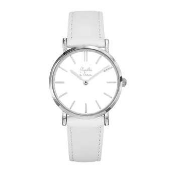 Montre femme made in france, la véritable cuir blanc fond blanc, 112