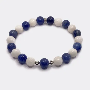 Bracelet homme quartz aventurine bleue pierres naturelles "Marin"