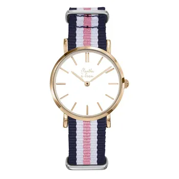 Montre femme made in france, la résistante, bleu blanc rose, 110