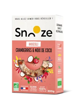 Muesli cranberries et à la noix de coco bio fabriqué en France