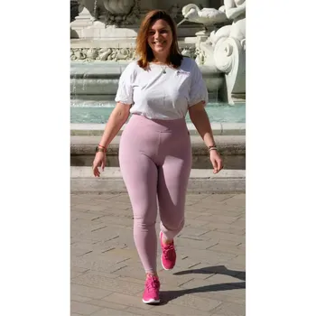 Legging femme taille haute rose pâle fait en France