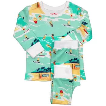 Pyjama 2 pièces enfant unisexe imprimé surfeur 100% coton GOTS