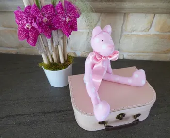 Coffret accessoire de naissance rose fille en coton thème ours