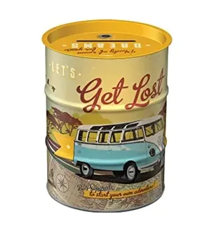 Tirelire vintage en métal Baril Volkswagen Get Lost