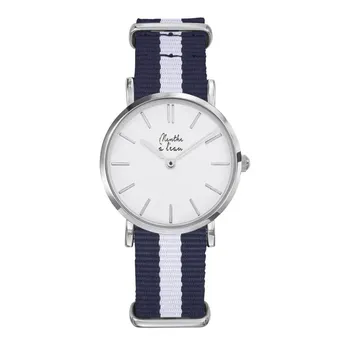 Montre Femme made in france, la résistante, bleu et blanc 024