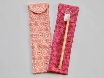 Étui à brosse à dents lavable en coton bio fait main en France