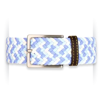 Ceinture adulte tressée bleue et blanche en cuir bio "Kiss cool" 