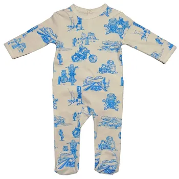 Pyjama 1 pièce enfant unisexe imprimé blue biker 100% coton GOTS