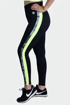 Legging sport femme en polyamide bio "Bande Neon" fait en France