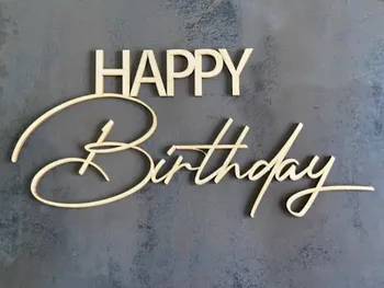 Texte "Happy birthday" artisanal à accrocher en peuplier 