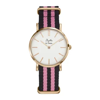 Montre femme made in france, La résistante, noir et rose, 089