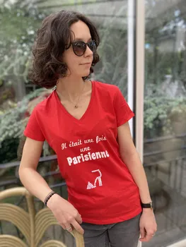 T-shirt femme imprimé col en V coton bio