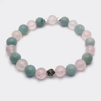 Bracelet quartz rose et amazonite pierres naturelles "Zen Attitude"
