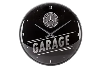 Horloge vintage en métal Mercedes Garage Noire