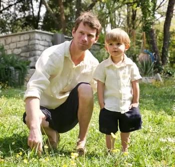 Chemise enfant en lin à manches courtes