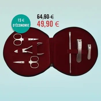 Kit complet d'accessoires manucure en acier fabriqué en France