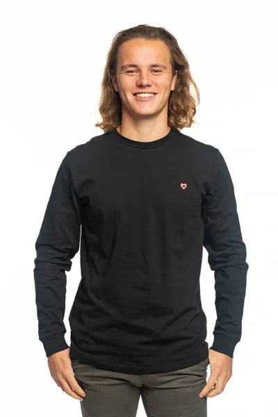 Tee-shirt homme - manches longues 100% en coton bio - couleur noir