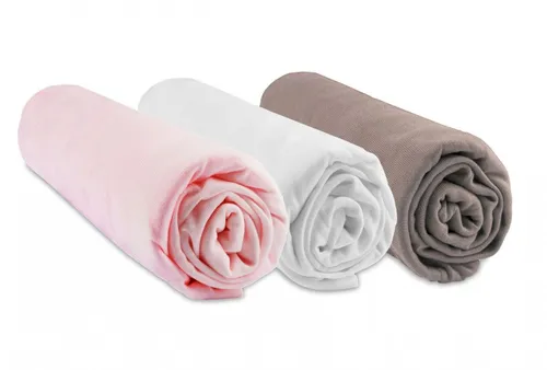 Kit 3 draps housse bébé 60x120 viscose bambou : rose, blanc, taupe