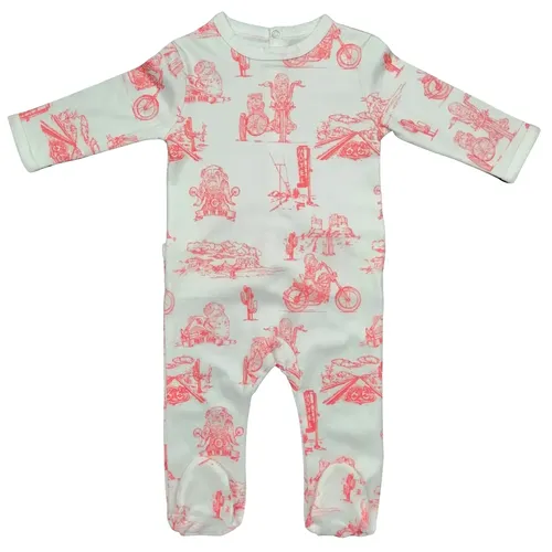 Pyjama 1 pièce enfant unisexe imprimé pink biker 100% coton GOTS
