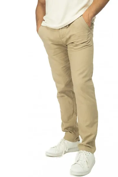 Pantalon homme couleur beige 55% en lin / 45% en coton bio