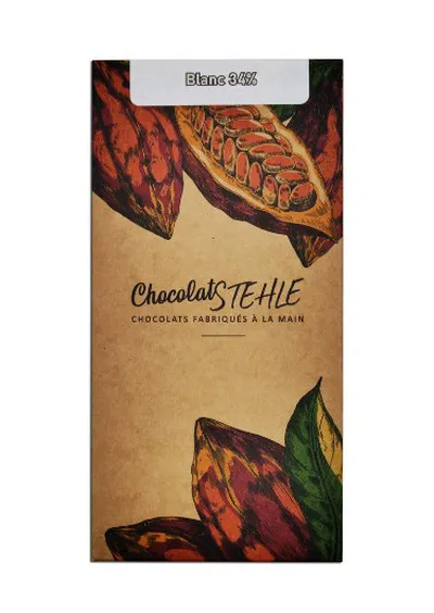 Tablette de chocolat blanc 34% "Ivoire" 80g faite-main en France