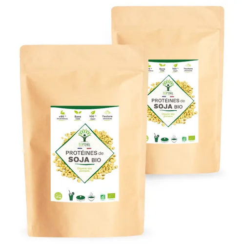 Protéine de soja bio 3 kg - 90% protéines - 17% BCAA - Musculation