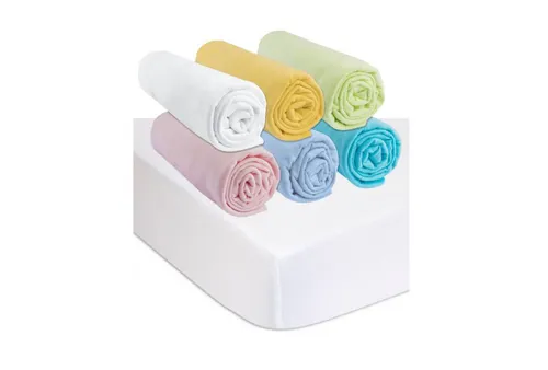 Kit de 6 Draps housse 50x100 Coton Mixte + 2 Protèges-matelas
