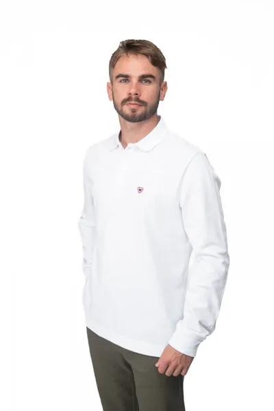 Polo homme manches longues 100% en coton - couleur blanc
