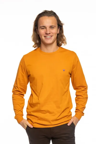 Tee-shirt homme manches longues 100% coton bio couleur citrouille 