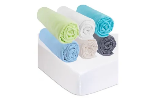 Kit 6 Draps housse bébé 70x140 OCÉAN Coton + 2 Protèges-matelas