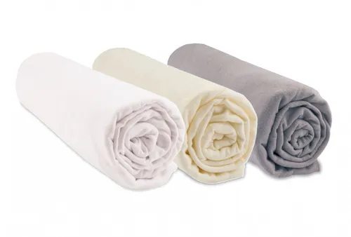 Kit de 3 draps housse bébé 70x160 coton bio : blanc, écru, noisette