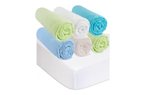 Kit de 6 draps housse bébé 50x100 Coton OCÉAN + 2 Protèges-matelas