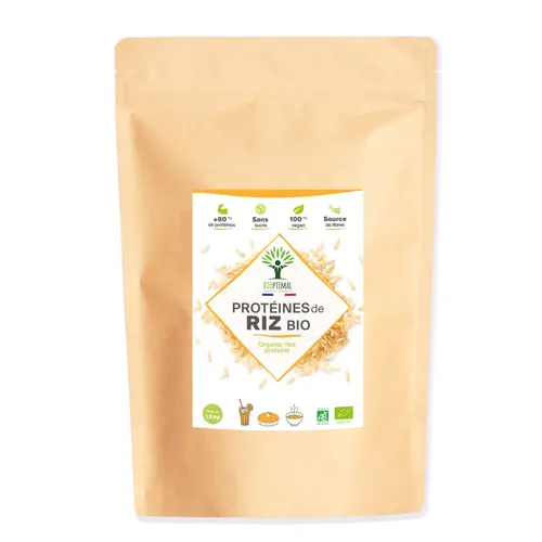 Protéine de riz bio 1,5 kg, 80% de protéines – Musculation et crossfit