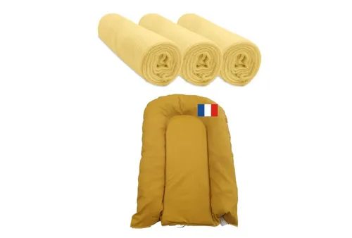 Kit Matelas à langer pour bébé + 3 Housses matelas bébé JAUNE en Coton