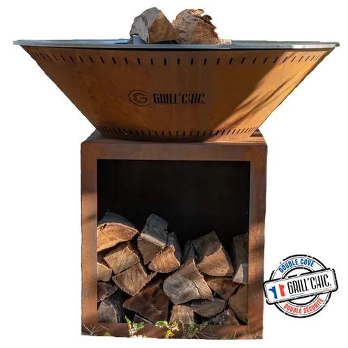 Braséro Grill’Chic en Corten Double Cuve 100x90cm collection Classique