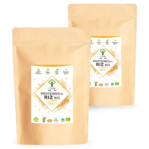 Protéine de riz bio 3 kg, 80% de protéines, Musculation et crossfit