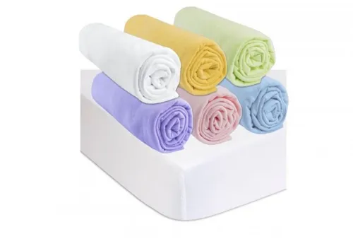 Kit de 6 draps housse bébé 70x140 Coton Mixte + 2 Protèges-matelas