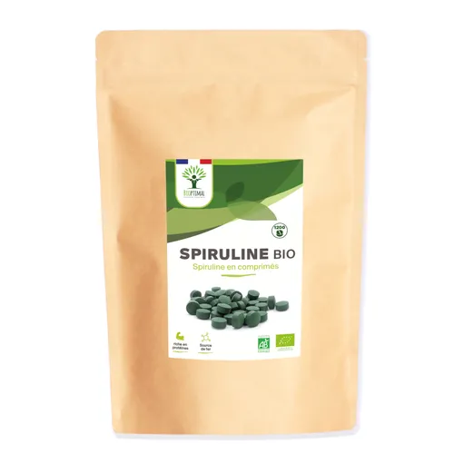 Spiruline bio 1200 comprimés - Protéines - Phycocyanine - Fer