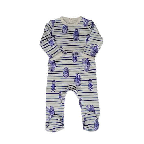Pyjama 1 pièce enfant unisexe imprimé marinière 100% coton GOTS