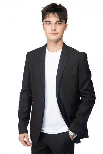 Veste de costume noire homme en tissu écoresponsable made in France