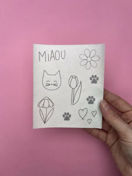 Motifs à broder thématique "Chat et fleurs"