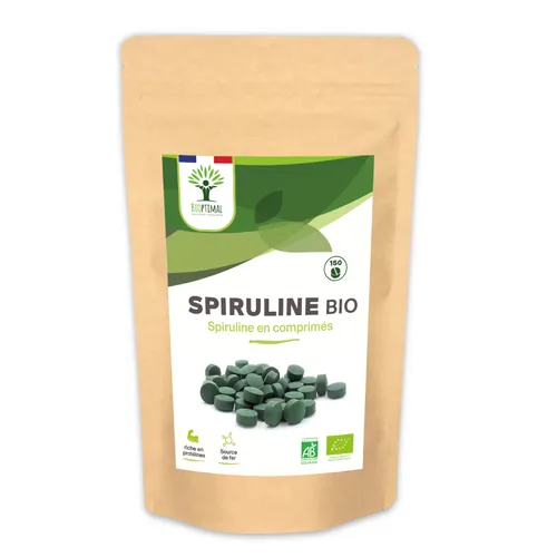Spiruline bio 150 comprimés - Protéines - Phycocyanine - Fer