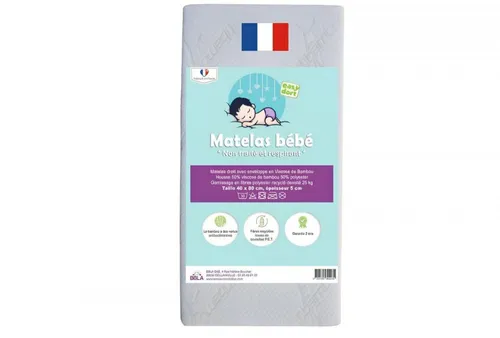 Matelas en jersey de bambou pour Berceau ou Lit bébé de 40x80 cm