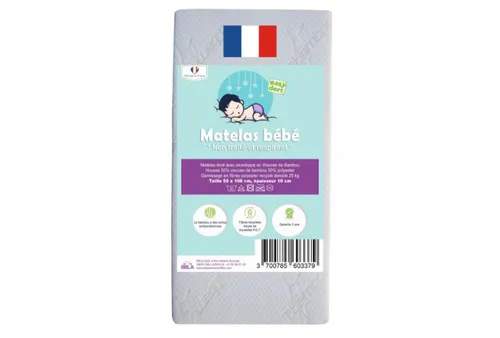 Matelas en viscose de bambou pour lit bébé de 50x100 cm