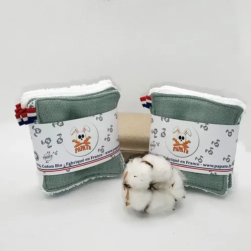 Pack de 6 lingettes en coton bio lavable pour nettoyage bébé 