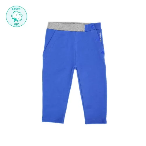 Pantalon bébé 100% coton bio Oeko-tex “Titou” bleu cobalt