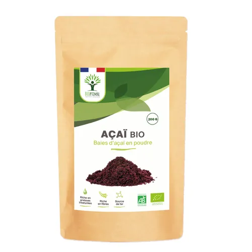Açaï bio en poudre 150g - riche en fer, en oméga 3 et en phosphore
