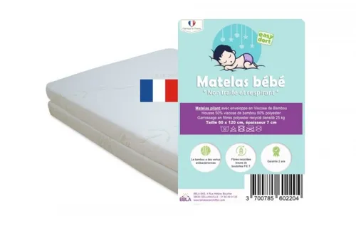 Matelas PLIANT en Bambou pour Lit bébé ou Lit parapluie 60x120 cm