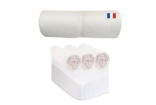 Kit Matelas de voyage 60x120 cm + 3 Draps housse Coton + 2 Alèses